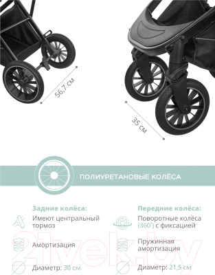 Детская универсальная коляска INDIGO Desire 2 в 1 (графит)