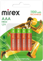 Комплект аккумуляторов Mirex AAA 1100мАч / 23702-HR03-11-E4 (4шт) - 