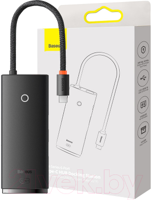 USB-хаб Baseus Lite Series 6-Port Type-C HUB Docking Station / WKQX050001 (черный)