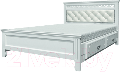 Полуторная кровать Bravo Мебель Грация 140x200 с ящиками (белый античный)