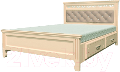 Полуторная кровать Bravo Мебель Грация 140x200 с ящиками (дуб молочный)