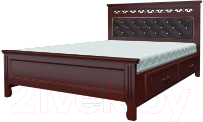 Полуторная кровать Bravo Мебель Грация 140x200 с ящиками (орех)