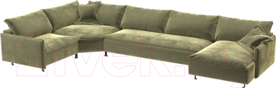 Диван П-образный Савлуков-Мебель Next угол слева (Aurora Sage хаки грязно-зеленый)