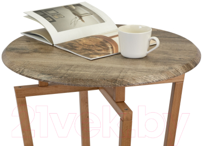 Журнальный столик Мебелик Рилле 440 (дуб крымский состаренный/бук)