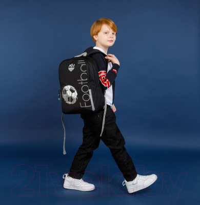 Школьный рюкзак Grizzly RB-351-1 (черный/серый)