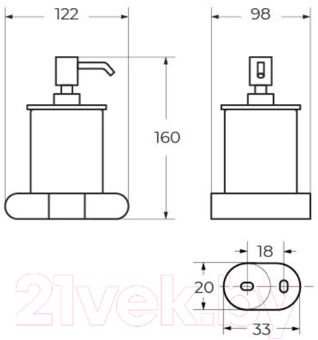 Дозатор для жидкого мыла Art&Max Platino AM-E-3998-MB