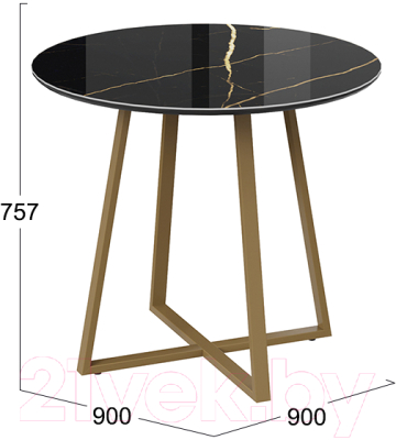 Обеденный стол ТриЯ Милан тип 1 (золотой муар/стекло глянцевое черный мрамор)