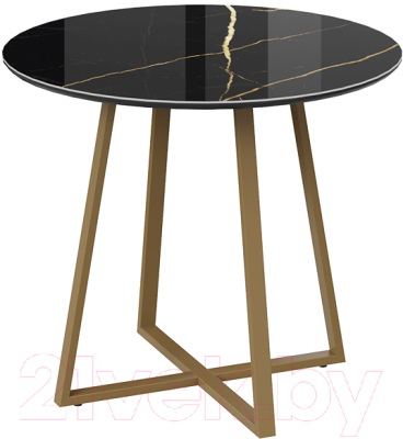 Обеденный стол ТриЯ Милан тип 1 (золотой муар/стекло глянцевое черный мрамор)