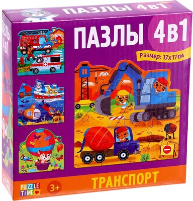 Развивающая игра Puzzle Time Транспорт 4 в 1 / 7403718 - 