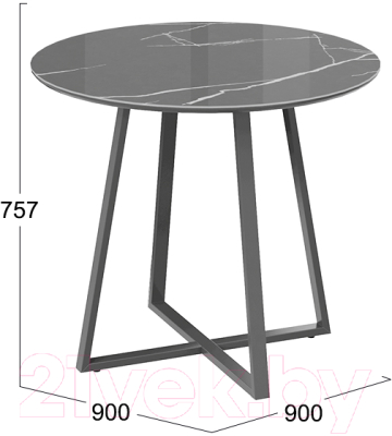 Обеденный стол ТриЯ Милан тип 1 (серый муар/стекло глянцевое серый мрамор)