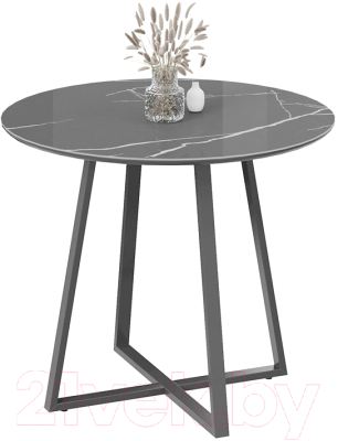 Обеденный стол ТриЯ Милан тип 1 (серый муар/стекло глянцевое серый мрамор)