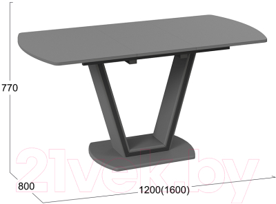 Обеденный стол ТриЯ Дели тип 2 (серый софт/стекло матовое серое)