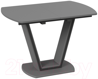 Обеденный стол ТриЯ Дели тип 2 (серый софт/стекло матовое серое)