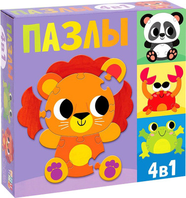 

Развивающая игра, Веселые зверята 4 в 1 / 7503568