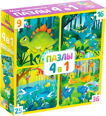 

Пазл, Мир динозавров 4 в 1 / 4613173