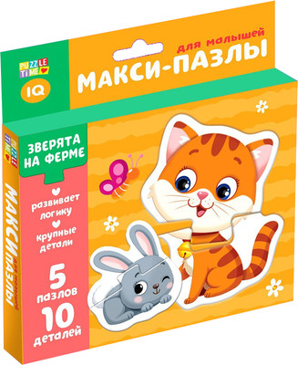 Развивающая игра Puzzle Time Макси пазлы Зверята на ферме / 4428278 - 