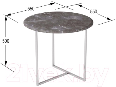 Журнальный столик Мебелик Альбано (серый мрамор/хром)
