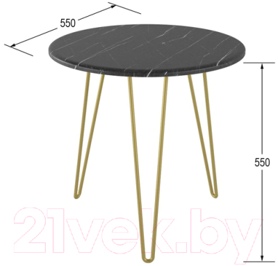 Журнальный столик Мебелик Рид Голд 530 (черный мрамор/золото)