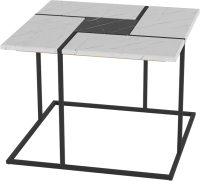 Журнальный столик Мебелик Калифорния (белый мрамор/черный мрамор) - 