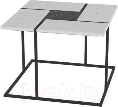 Журнальный столик Мебелик Калифорния (белый мрамор/черный мрамор)