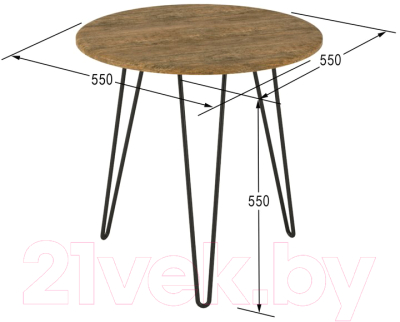 Журнальный столик Мебелик Рид 530 (дуб американский/черный)