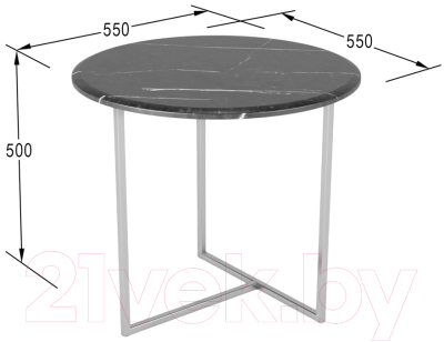 Журнальный столик Мебелик Альбано (черный мрамор/хром)