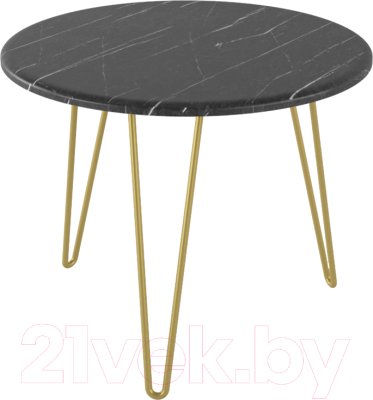 Журнальный столик Мебелик Рид Голд 430 (черный мрамор/золото)