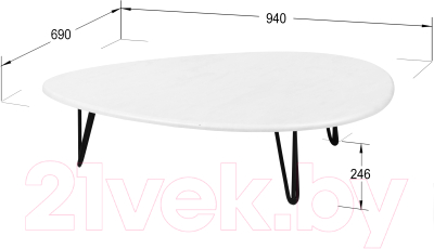 Журнальный столик Мебелик Дадли (белый бетон/черный)