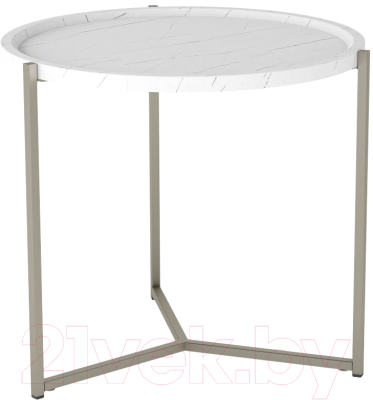 Журнальный столик Мебелик Бруно (белый мрамор/титан)