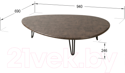Журнальный столик Мебелик Дадли (серый бетон/черный)