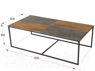 Журнальный столик Мебелик Фьюжн (дуб американский/серый бетон)