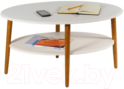 Журнальный столик Мебелик Эль СЖ-01 (белый/дуб светлый)