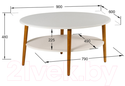 Журнальный столик Мебелик Эль СЖ-01 (белый/дуб светлый)