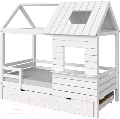 Стилизованная кровать детская Millwood Roxy с дополнительным спальным местом (сосна белая)