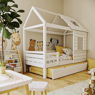 Стилизованная кровать детская Millwood Roxy с дополнительным спальным местом (сосна белая)