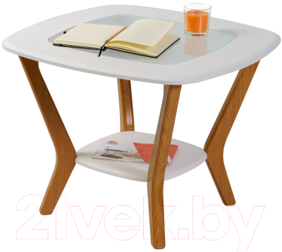 Журнальный столик Мебелик Мельбурн (дуб сонома/дуб сонома/стекло)