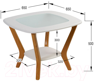 Журнальный столик Мебелик Мельбурн (дуб сонома/дуб сонома/стекло)