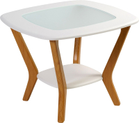 Журнальный столик Мебелик Мельбурн (белый/дуб светлый/стекло) - 