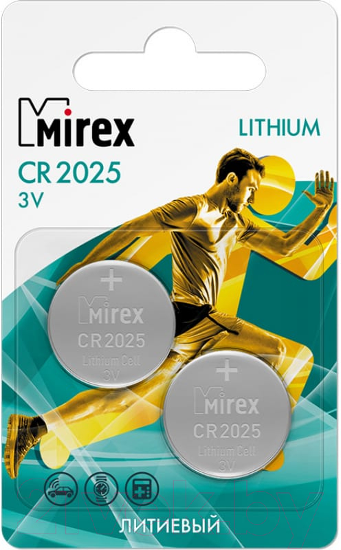 Комплект батареек Mirex CR2025 / 23702-CR2025-E2 (2шт)