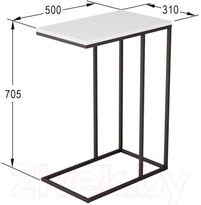 Приставной столик Мебелик Агами (белый/черный)