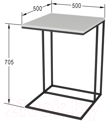 Приставной столик Мебелик Хайгрет (белый/черный)