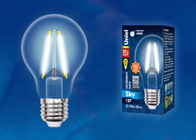 Лампа Uniel LED-A60-15W/4000K/E27/CL PLS02WH / UL-00005850