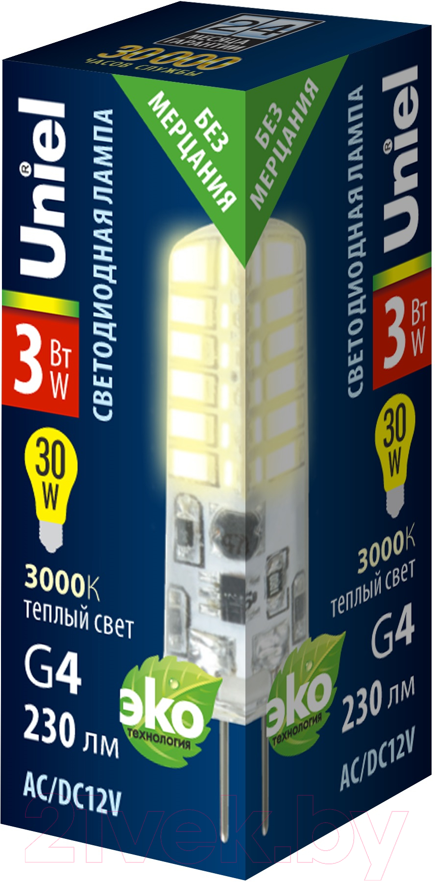 Лампа Uniel LED-JC-12/3W/3000K/G4/CL SIZ05TR / UL-00010366 — фото 4