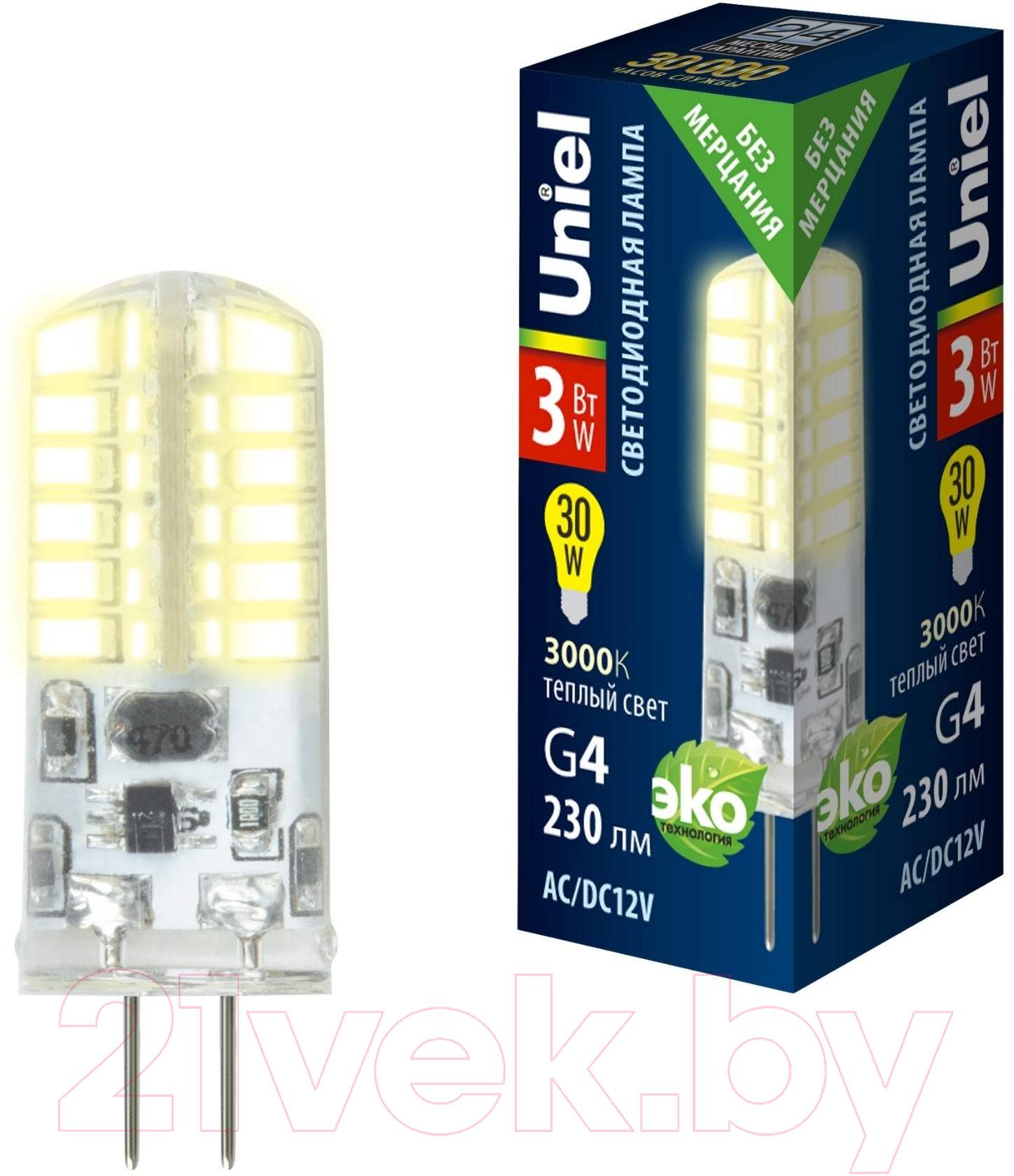Лампа Uniel LED-JC-12/3W/3000K/G4/CL SIZ05TR / UL-00010366 — фото 3