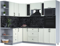 Кухонный гарнитур Интерлиния Тренд 1.68x2.4 ВТ левая (белый/белый/кастилло темный) - 