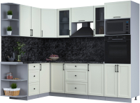 Кухонный гарнитур Интерлиния Тренд 1.68x2.6 ВТ левая (белый/белый/кастилло темный) - 