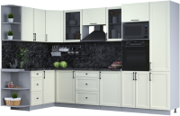 Кухонный гарнитур Интерлиния Тренд 1.68x3.2 ВТ левая (белый/белый/кастилло темный) - 