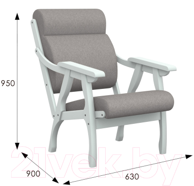 Кресло мягкое Мебелик Вега 10 (серый/снег)