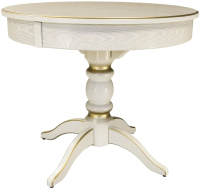 Обеденный стол Мебелик Фидея 4 раздвижной (слоновая кость/золото) - 