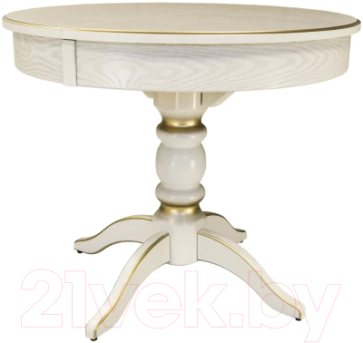 Обеденный стол Мебелик Фидея 4 раздвижной (слоновая кость/золото)